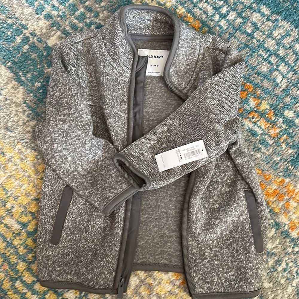 NWT Old Navy grey fleece jacket 18-20 mo.